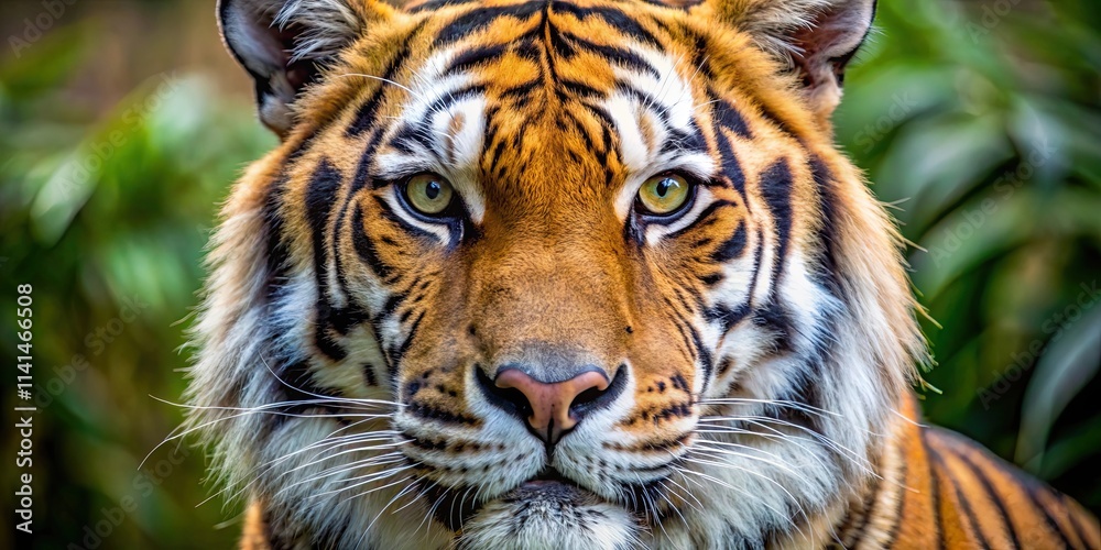 Close-up image of a tiger's face in a zoo , tiger, wild cat, predator, close-up, menacing, fierce, feline, whiskers, zoo Close-up image of a tiger's face in a zoo , tiger, wild cat, predator, close-up, menacing, fierce, feline, whiskers, zoo