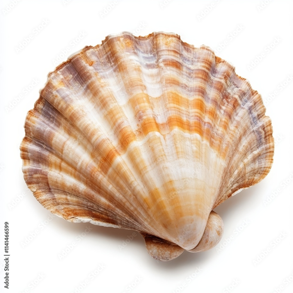Single scallop shell, isolated on white background. Single scallop shell, isolated on white background.