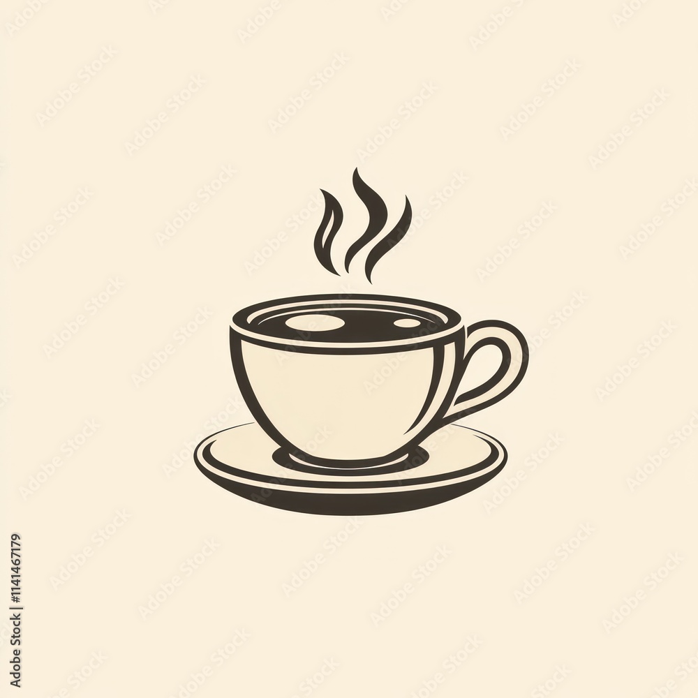 A simple illustration of a steaming coffee cup on a saucer. A simple illustration of a steaming coffee cup on a saucer.