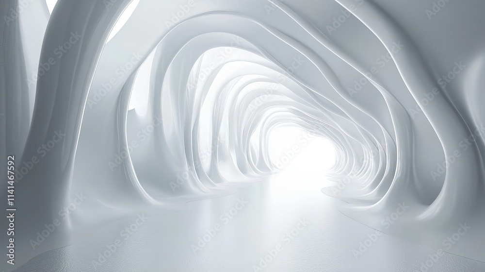 Fototapeta premium Abstract white futuristic background with smooth curves and soft lighting