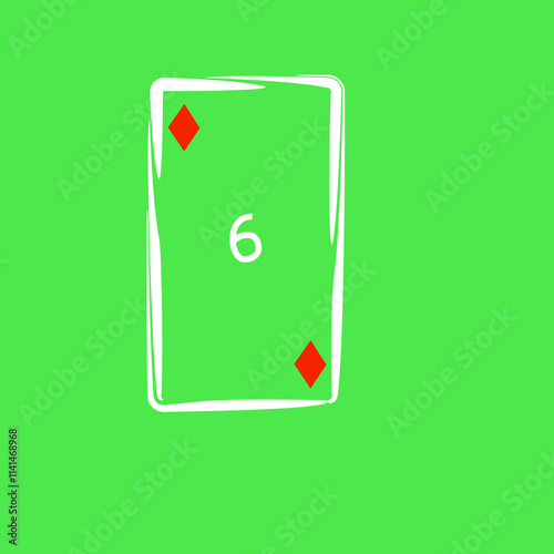 Deck of cards on a green screen, six of diamonds photo