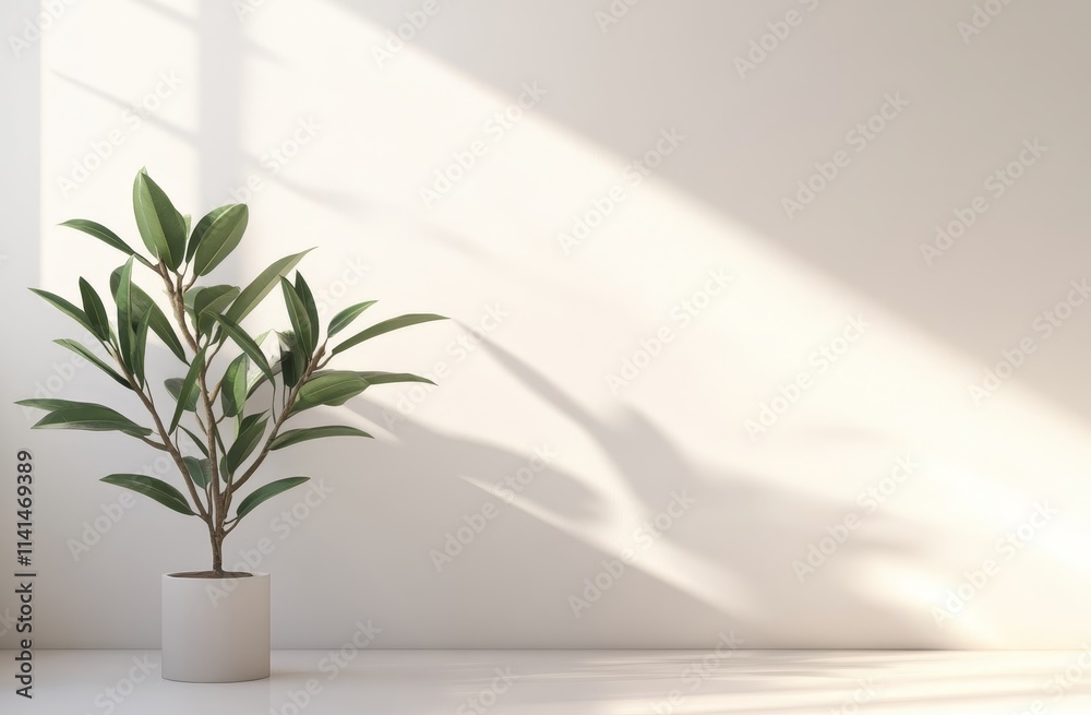 Minimalist room with plant and sunlight. Minimalist room with plant and sunlight.