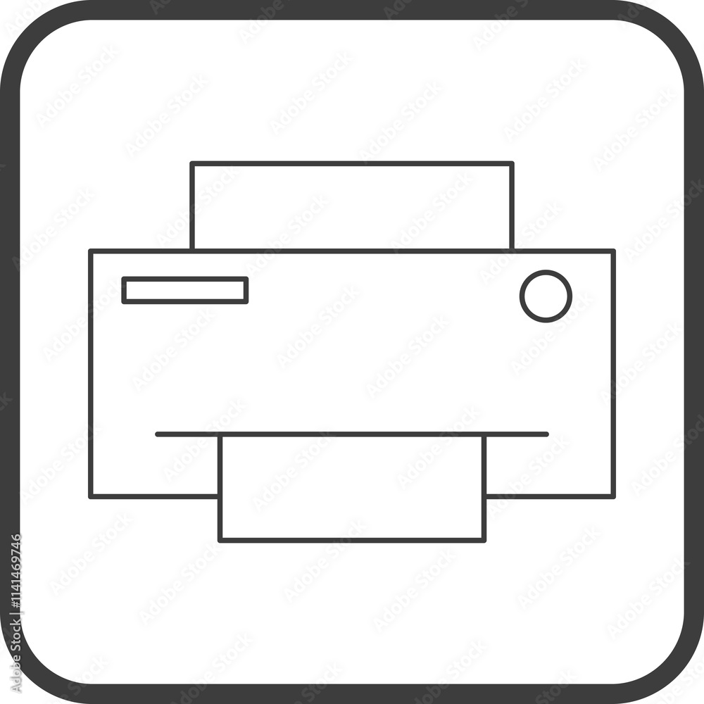 printer icon in line black square frames, line icon printer icon in line black square frames, line icon