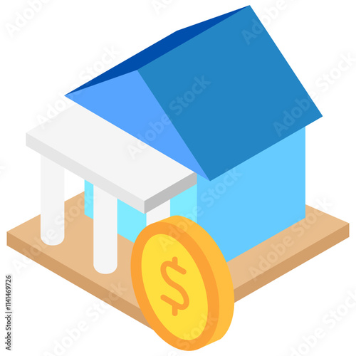 Banking isometric 3D color icon. use for modern concept, print, UI, UX kit, web and app development. Vector EPS 10, related to education, business, finance.