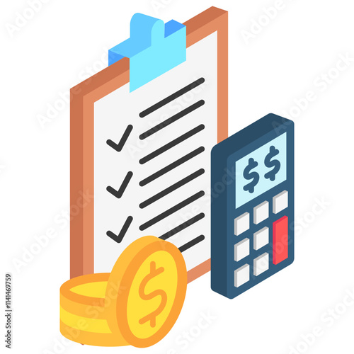 Planning isometric 3D color icon. use for modern concept, print, UI, UX kit, web and app development. Vector EPS 10, related to education, business, finance.