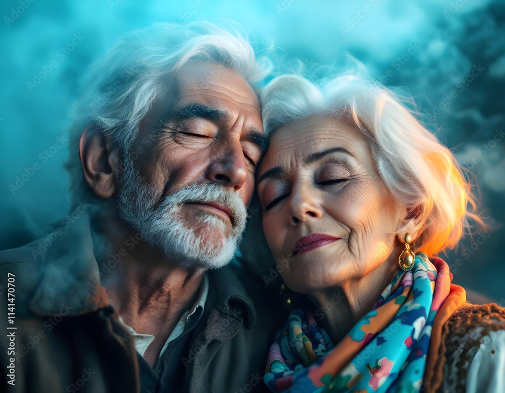 Old man and women love each other in background ai generated Old man and women love each other in background ai generated