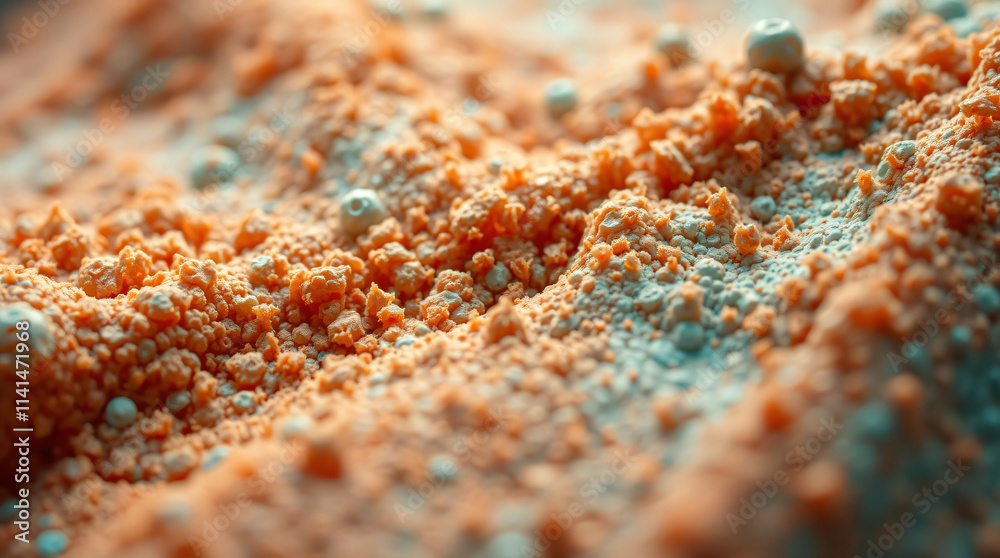 Fototapeta premium Microscopic View of Orange and White Powder Substance Texture
