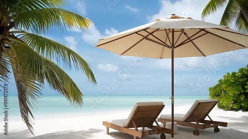 Wallpaper Mural Summer beach and coconut palm trees Torontodigital.ca