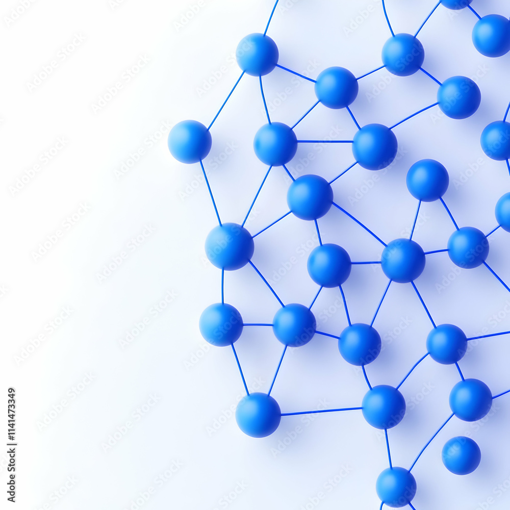 Abstract representation of molecular structure with blue spheres and connections. Abstract representation of molecular structure with blue spheres and connections.