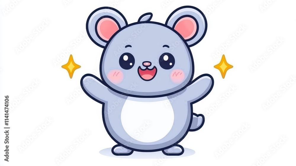 A charming gray koala with a cheerful expression, showcasing its adorable features and sparkles. A charming gray koala with a cheerful expression, showcasing its adorable features and sparkles.