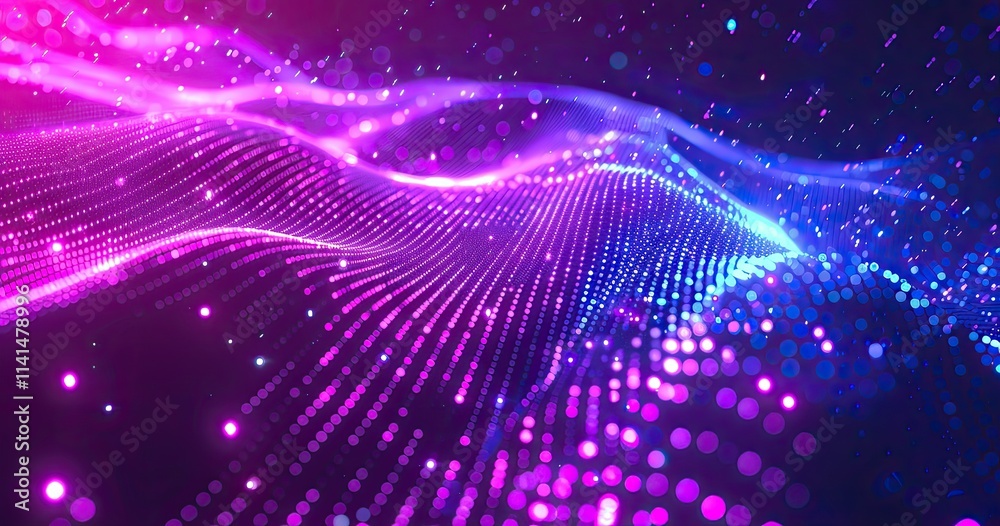 Fototapeta premium Abstract digital waves in vibrant colors, representing data flow and technology.