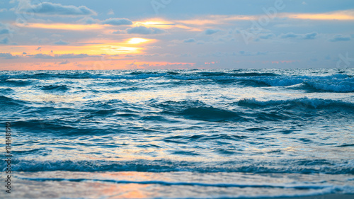 Scenic seascape. Sea waves for background or backdrop. Waves at beach. Waterscape for background.