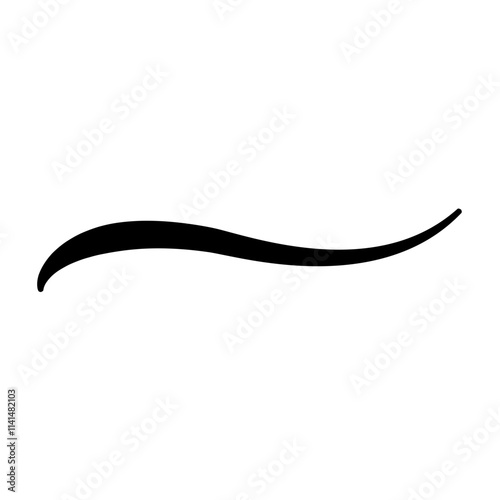 Swoosh underline, swish, swoop line vector. Caligraphic swivel curved. Element for typography. Black brush stroke. Isolated on white background. Retro style text tail