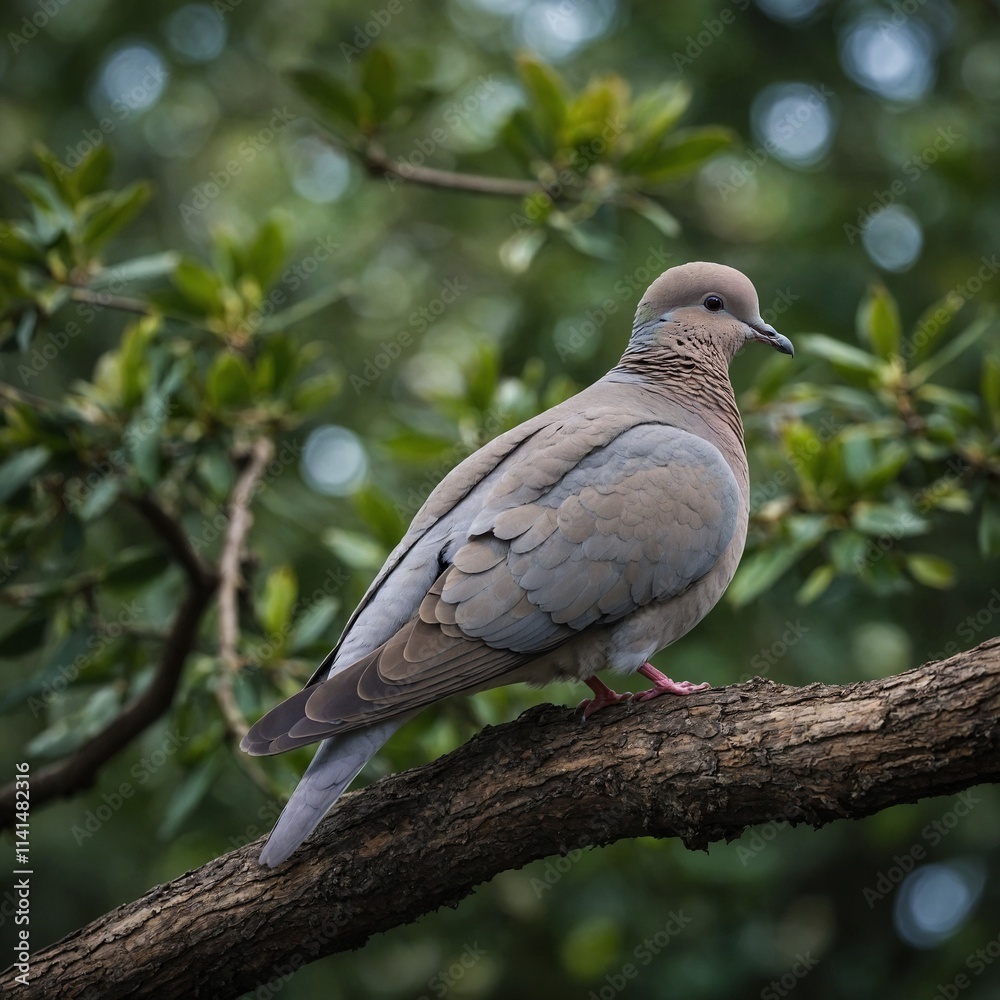 A dove perched on a tree branch, watching the world below. A dove perched on a tree branch, watching the world below.