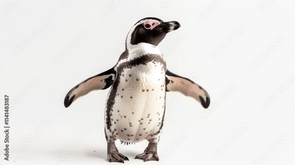 Naklejka premium Humboldt Penguin Standing with Wings Outstretched