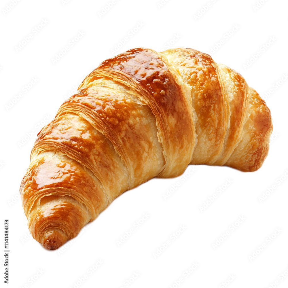 Freshly Baked Flaky Croissant on White Background,Appetizing Breakfast or Snack Concept Freshly Baked Flaky Croissant on White Background,Appetizing Breakfast or Snack Concept