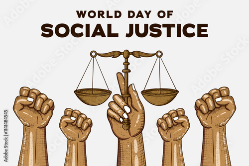 hand drawn world day of social justice background illustration