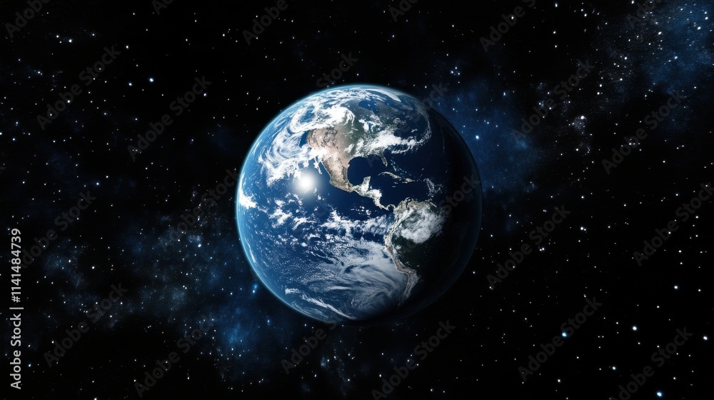 Beautiful View of Earth from Outer Space Surrounded by Stars and Blackness Beautiful View of Earth from Outer Space Surrounded by Stars and Blackness