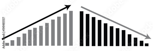 Growth diagram with an arrow going up. Success business symbol.