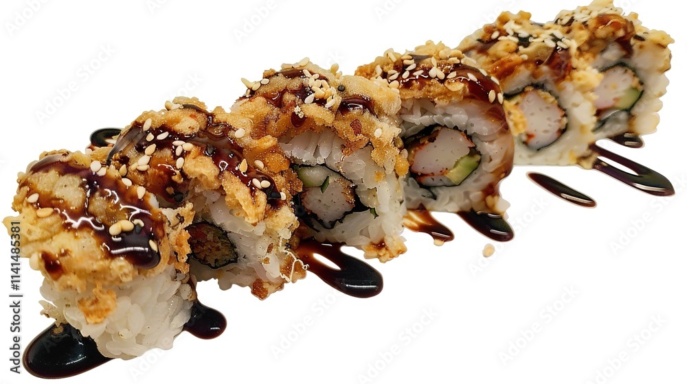 Colorful Sushi Rolls filled with fresh fish, crisp vegetables and sticky rice. Tasty Japanese cuisine delicacy presented attractively on a plate for a delightful dining experience. Colorful Sushi Rolls filled with fresh fish, crisp vegetables and sticky rice. Tasty Japanese cuisine delicacy presented attractively on a plate for a delightful dining experience.