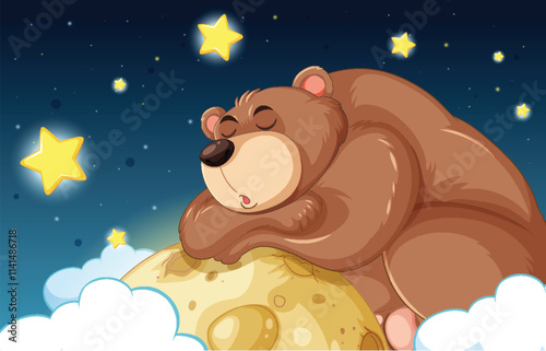 Bear Sleeping Peacefully on the Moon