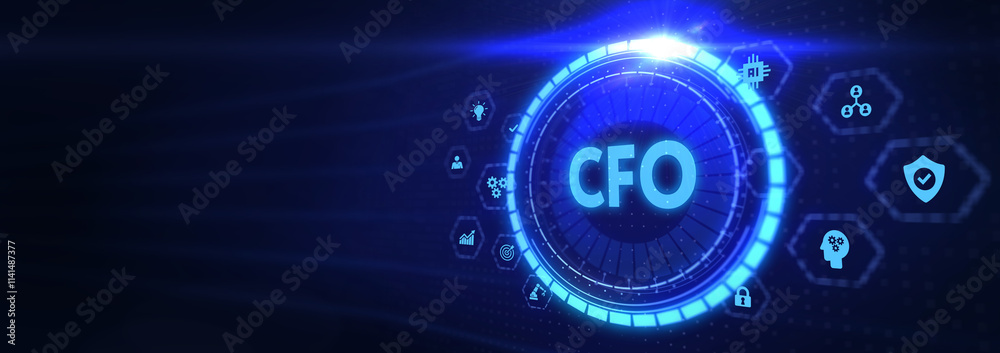 CFO - digital technology concept. Business, Technology, Internet and network concept. 3d illustration CFO - digital technology concept. Business, Technology, Internet and network concept. 3d illustration