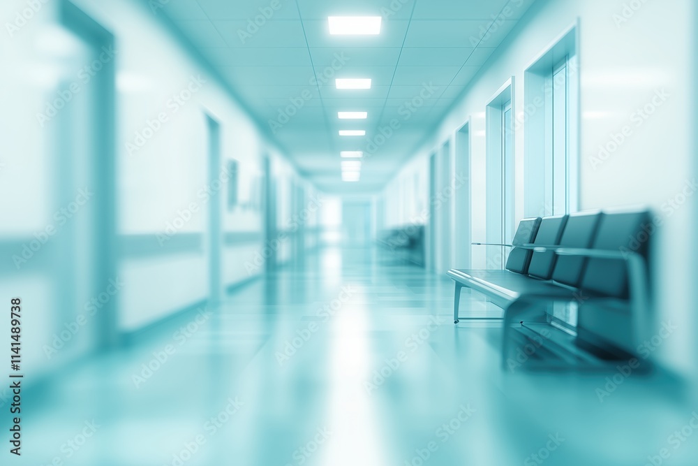 Obraz premium The blurred interior of the hospital corridor