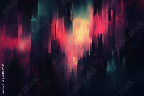 Abstract Digital Art Cityscape Glitch Effect