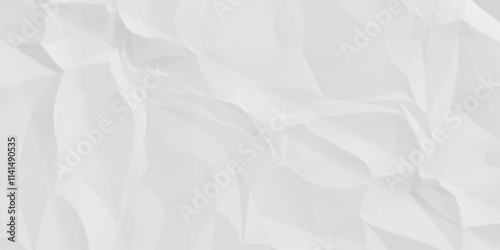 Crumpled texture of white wrinkle chaotic paper. old crumple white paper sheet abstract shape recycling wrapping background space for texture.