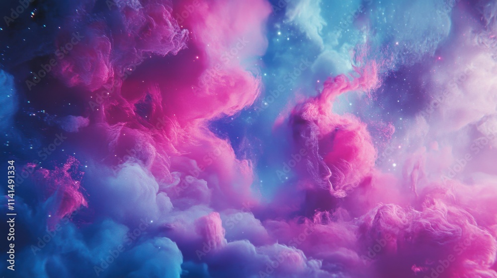 Colorful Abstract Clouds with Stars in a Dreamy Cosmic Background Colorful Abstract Clouds with Stars in a Dreamy Cosmic Background