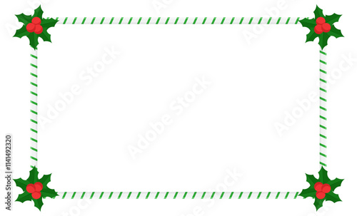 Green square frame border christmas card illustration
