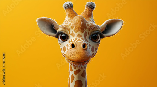 Cute 3D Cartoon Giraffe Illustration