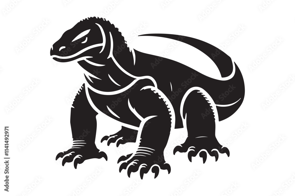 Fototapeta premium Bold Komodo Dragon Silhouette for Nature Themed Projects