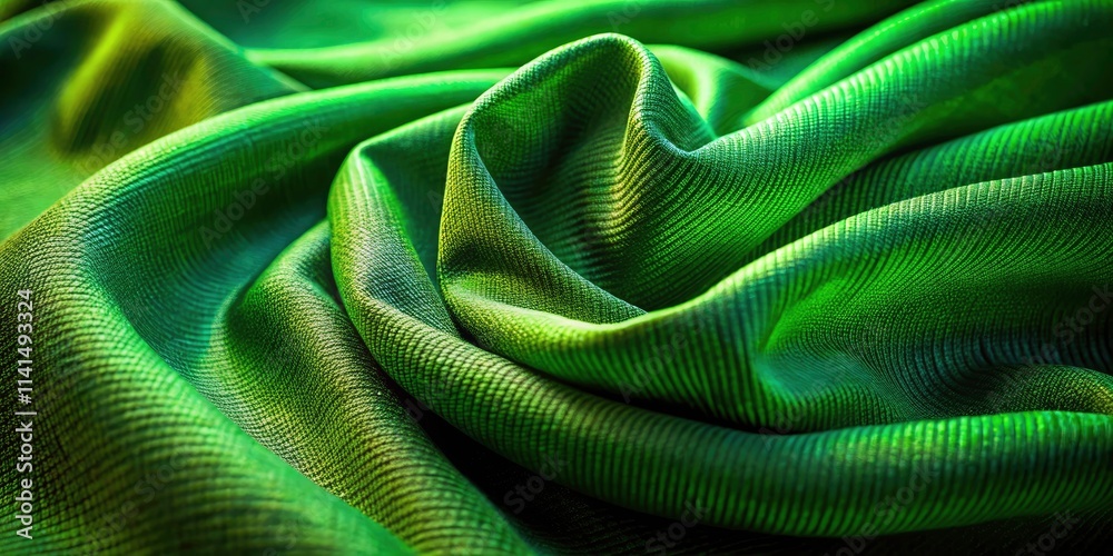 Close-Up of a Vibrant Green Cloth Displaying Texture and Color Depth for Textile Enthusiasts and Nature Lovers Close-Up of a Vibrant Green Cloth Displaying Texture and Color Depth for Textile Enthusiasts and Nature Lovers