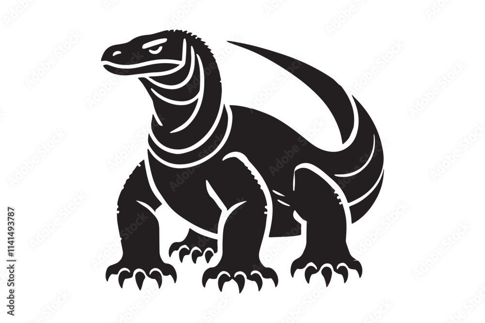 Fototapeta premium Vector Silhouette of Komodo Dragon in Resting Pose