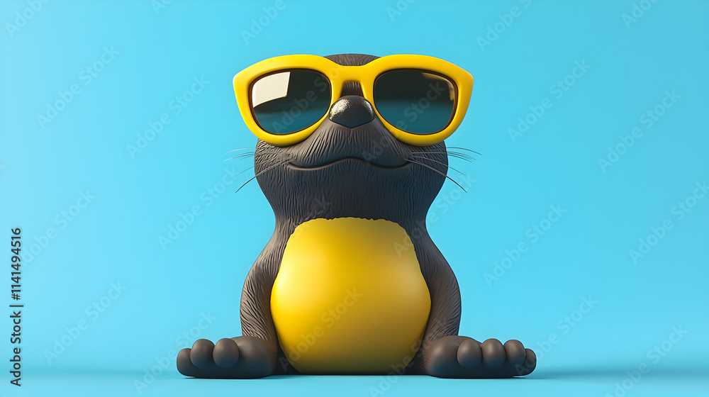 Fototapeta premium Cool Cartoon Seal 3D Render