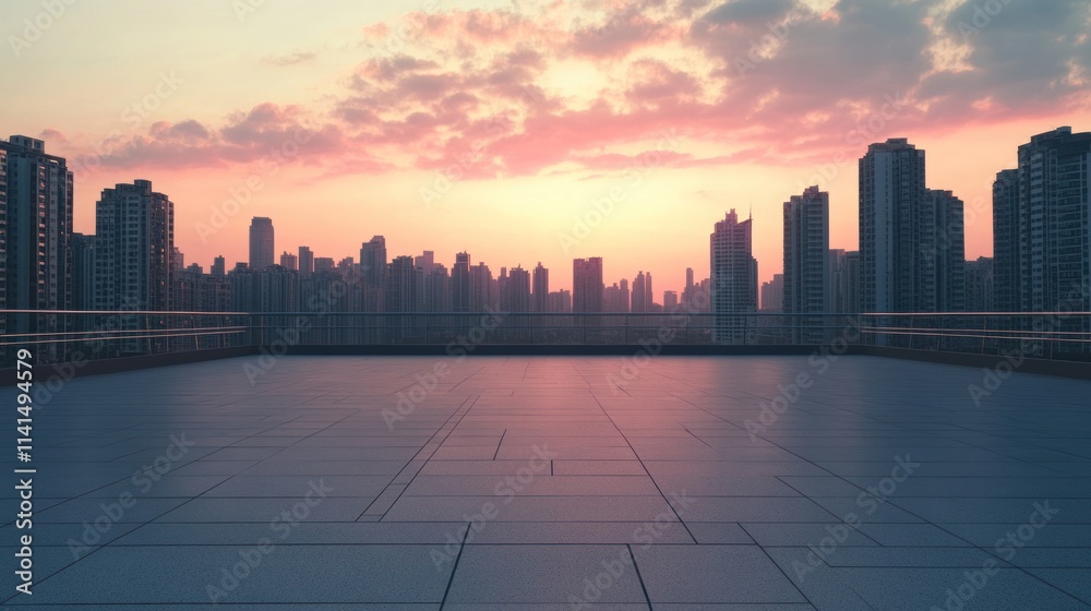 A serene urban skyline at sunset, showcasing buildings against a colorful sky. A serene urban skyline at sunset, showcasing buildings against a colorful sky.