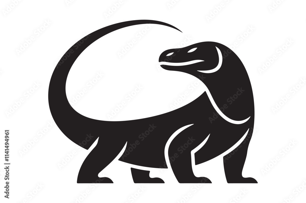 Fototapeta premium Minimalist Komodo Dragon Silhouette on White Background