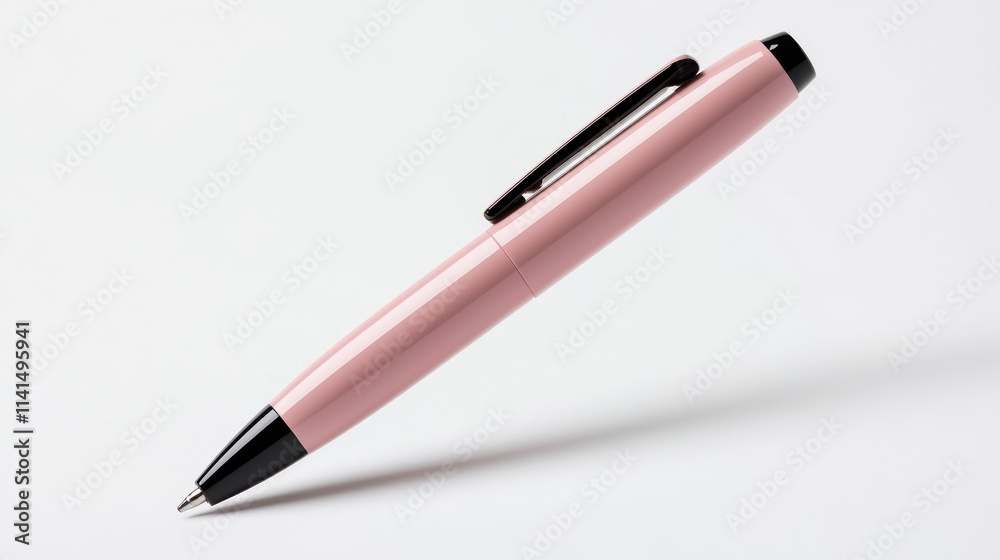 Stylish pink ballpoint pen isolated photography minimalist close-up Stylish pink ballpoint pen isolated photography minimalist close-up