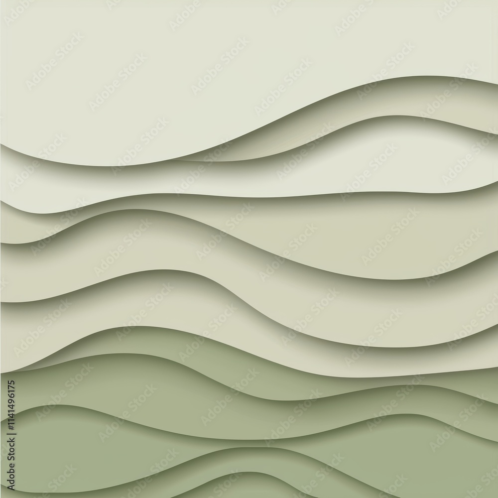Obraz premium Light green background with minimalist waves illustration
