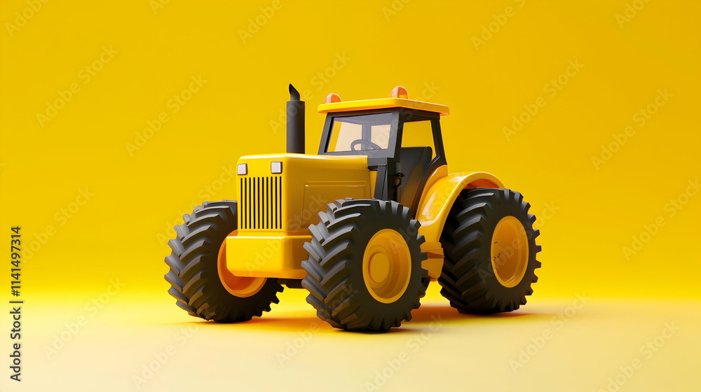 Obraz premium Yellow Tractor 3D Render Illustration