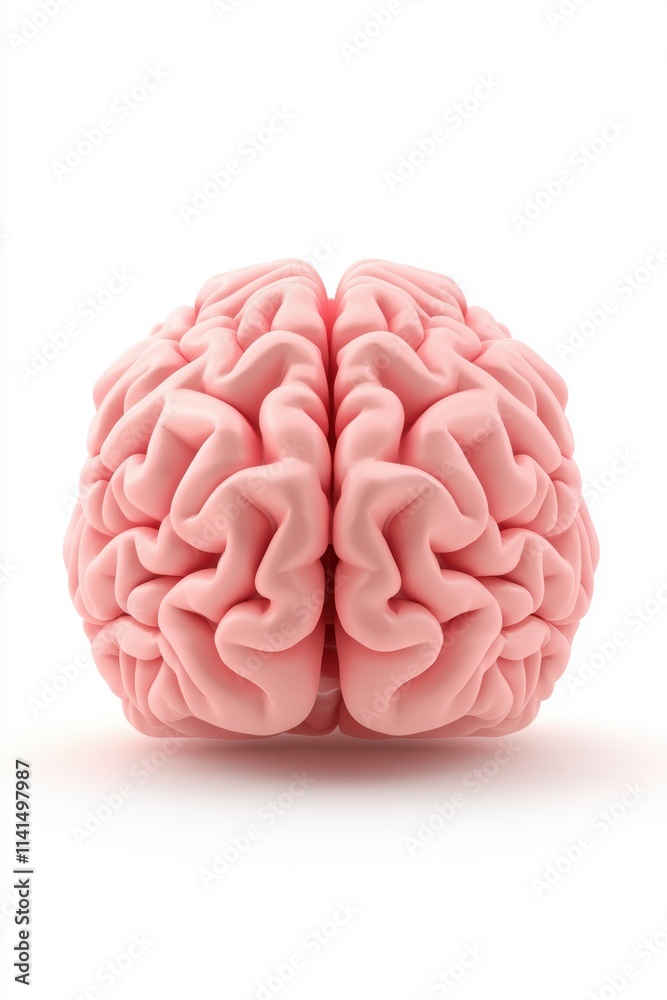 Pink brain model against white background creative design hype Pink brain model against white background creative design hype