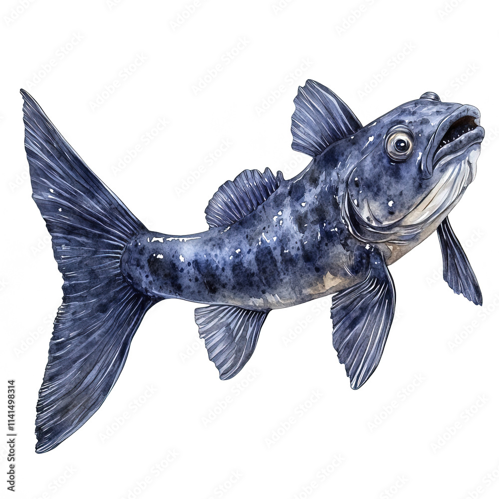 Fototapeta premium Ancient coelacanth fish swimming gracefully in deep blue waters