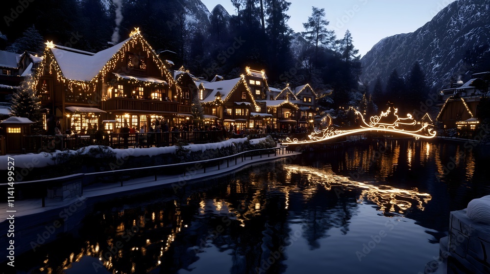 Fototapeta premium Landscape xmas night in the city