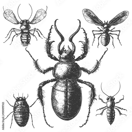 Detailed Drawings Of Various Insects
