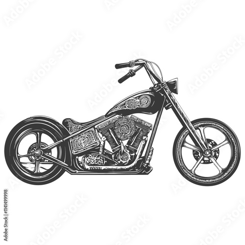 Detailed Illustration Of A Custom Built Motorcycle