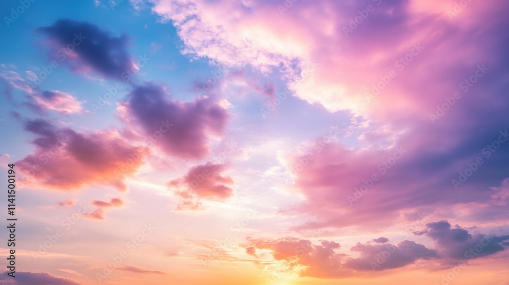 Beautiful Sunset Sky with Colorful Clouds and Vibrant Orange and Purple Hues Beautiful Sunset Sky with Colorful Clouds and Vibrant Orange and Purple Hues