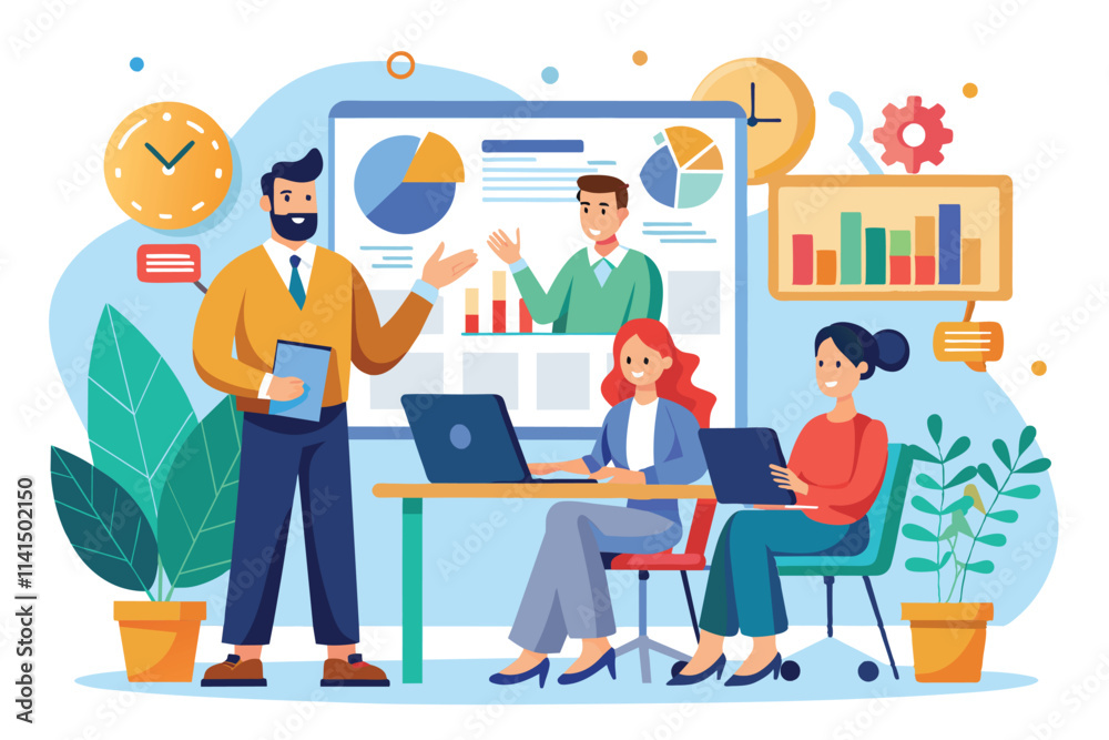 Team members actively participating in a presentation highlighting key data and insights, Employee presentation trending Team members actively participating in a presentation highlighting key data and insights, Employee presentation trending