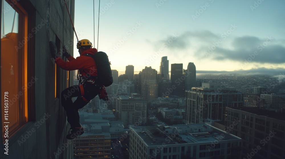 Dramatic Urban Rescue Operation in Action Shot Dramatic Urban Rescue Operation in Action Shot