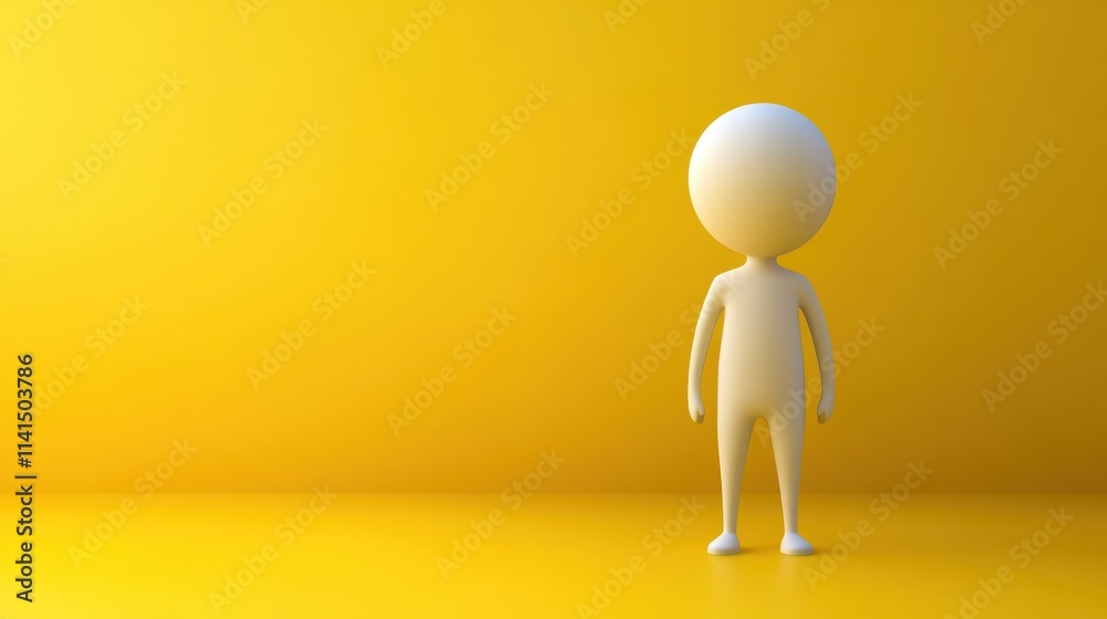 3d render of man standing against bright yellow background 3d render of man standing against bright yellow background